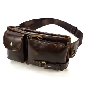 Men’s Genuine Leather Waist Bag Retro Men’s Waist Bag Cowhide Outdoor Chest Bag Men’s Crossbody Bag