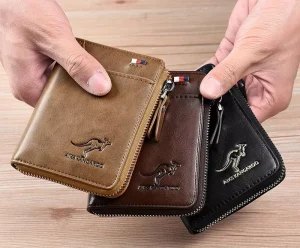 Men’s Genuine Leather Wallet RFID Anti Theft Male Business Card Holder Money Bag Purse Zipper Wallet