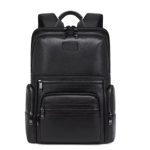 Men’s Genuine Leather Backpack Polyester Lining Large Capacity Business Commute 17 Inch Computer Waterproof Double Shoulder Air