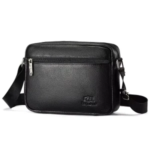 Men’s Genuine Leather Waterproof Crossbody Shoulder Bag Adjustable Strap Polyester High Quality Business Casual Messenger Bag