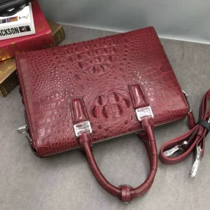 Men’s Genuine Leather Waterproof Eco-Friendly Briefcase Shoulder Bag Pure Water Color Lacquer-Pebbled Single Zipper Closure