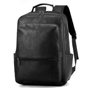 Men’s Genuine Leather Waterproof Large Capacity Business Travel Outdoor Casual Simple Computer Backpack