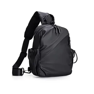 Men’s Genuine Leather Waterproof Lightweight Crossbody Shoulder Bag Sports Fashionable Backpack for Leisure Travel