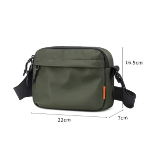 Men’s Green Waterproof Chest Bag Single Shoulder Nylon Crossbody for Mobile Phones Fashion Style Custom Logo Decoration