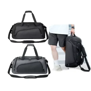 Men’s Gym Sports Duffle Bag Plastic Bottom Stand Holder Zipper Closure Basketball Letter for Everyday Workouts Travel