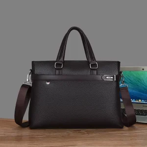 Men’s Handbag Business Messenger Bag with a Single Shoulder Strap Soft PU Leather Laptop Bag