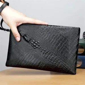 Men’s Handbag Crocodile Clutch Bag Casual Envelope Bag Genuine Leather Luxury Clutch Bag Men