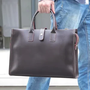 Men’s Handbag Genuine Leather Business Computer Bag High-Grade Cowhide Business File Bag Briefcase Shoulder Bag