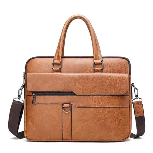 Men’s Handbag New Fashion Business Bag Public Bun PU Leather Large Capacity One Shoulder Crossbody Bag Trendy Men’s Bag