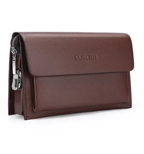 Men’s Handbag Password Lock Anti-Theft Handbag Business Fashion Men’s Bag Large Capacity Casual PU Leather Bag Long Wallet