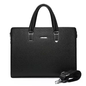 Men’s Handbag Password Lock Business Briefcase PU Leather OL Professional Soft Shoulder Crossbody Bag