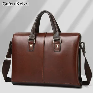 Men’s Handbag Retro Top Layer Genuine Leather 15/6inch Laptop Bag Tote Bag High end Business Elite Briefcase