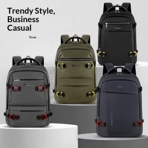 Men’s High-End Denim Business Backpack Polyester Zipper Large Capacity Laptop Bag Waterproof Air Cushion Strap Portable