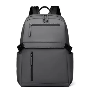Men’s High End Large Capacity Laptop Backpack Casual Minimalist Solid Color Travel Bag with Polyester Lining and Zipper Closure
