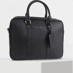 Men’s High-End Soft Business Briefcase Anti-Splashing Pu Polyester Lining Zipper Closure Office Travel Handbag Conference Bag