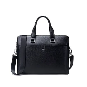 Men’s High Quality Genuine Leather Business Briefcase Computer Handbag with Zipper Closure Waterproof Fashionable Casual Design