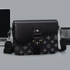 Men’s High end Crossbody Saddle Bag European American Style PU Material Waterproof Durable Fashion Commuting Shoulder Bag