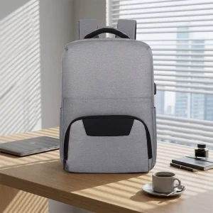 Men’s High-end Denim Business Backpack Large Capacity Multi-functional Computer Custom Solid Color Work Daypack