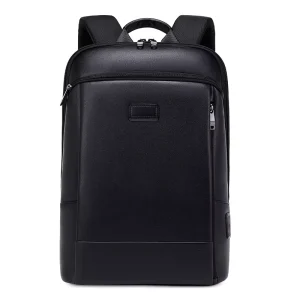 Men’s High-end PU Microfiber Laptop Backpack with USB Charging Waterproof Cross-border OEM