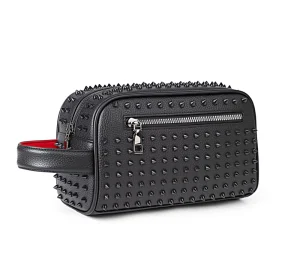 Men’s High quality Vintage Large capacity Riveted Handbag with Multiple Pockets Zipper Closure Portable & Waterproof