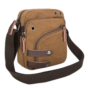 Men’s Japan Version Canvas Crossbody Bag Multi-Pocket ID Messenger Bag Comfortable Shoulder Handbag