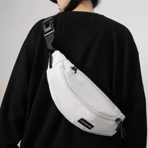 Men’s Japanese Style Casual Breathable Nylon Seam Line Chest Bag String Closure Small Satchel Sports Crossbody