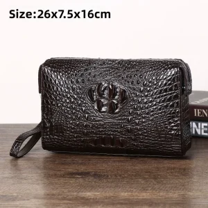 Men’s Japanese Style Crocodile Embossed Silicone Clutch Bag with Password Lock Anti Theft Business Large Capacity Handbag