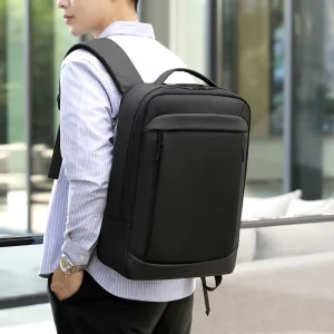 Men’s Laptop Backpack USB Charger Nylon Fabric Waterproof 17 Inch Zipper Business Backpack