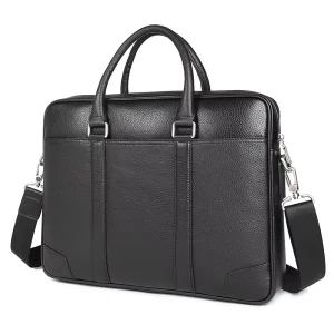 Men’s Laptop Bag Black Cowhide Lawyer Briefcase Grain Men Messenger Bag