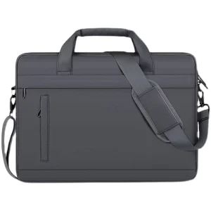 Men’s Laptop Bag Portable Waterproof Splash-Proof Solid Color Shoulder Messenger Bag for Business Travel Durable Briefcase