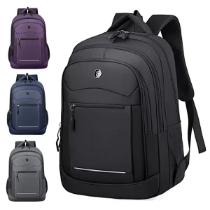 Men’s Large Capacity Backpack Pure Color Fashion Trend for Business Travel High School Students Waterproof with Polyester Lining
