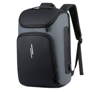 Men’s Large Capacity Backpack with USB Waterproof and Anti-Theft for High School Students Business Travel Trendy Laptop Bag