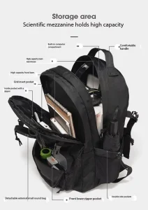 Men’s Large Capacity Bag Pack Wear-Resistant Oxford Backpack Waterproof Anti-Theft Backpack Outdoor Travel Backpack with Pouch