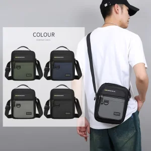 Men’s Large Capacity Casual Crossbody Shoulder Bag Simple Waterproof Wear Resistant Bag