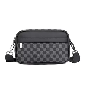 Men’s Large Capacity Casual Lightweight Business Woven PU Waterproof Durable Crossbody Bag