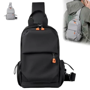 Men’s Large Capacity Chest Bag Fashion Backpack Multifunctional Business Crossbody Shoulder Bag Zipper Closure