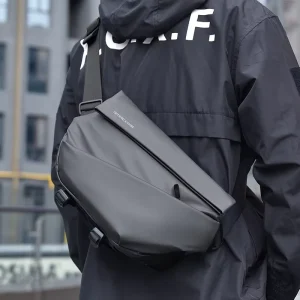 Men’s Casual Waterproof Chest Crossbody Bag Simple Versatile Large Capacity for Work Commute