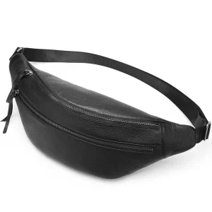 Men’s Large Capacity Genuine Leather Fanny Pack Stylish Chest Sling Bag with Custom Logo Crossbody Waist Bag