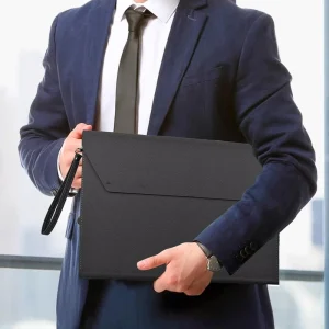 Men’s Large Capacity Leather Briefcase Fashionable Horizontal Casual Business School Bag Polyester Waterproof Handheld