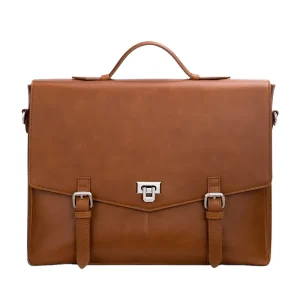 Men’s Large Capacity Leather Business Casual Briefcase Lawyer Laptop Portable Official Retro Messenger Bag