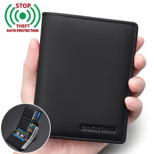Men’s Large Capacity Multi-Card Slot Zippered Leather Wallet Money Bag