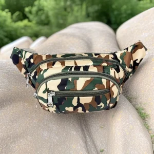 Men’s Large Capacity Multifunctional Waterproof Sports Waist Bag Wear Resistant Mobile Phone Bag for Outdoor Fitness Activities