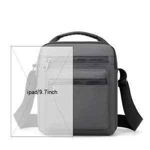 Men’s Large Capacity Outdoor Waterproof Shoulder Crossbody Bag with Polyester Lining Casual Trendy Design