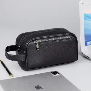 Men’s Large Capacity PU Handbag With New Design Business Handbag with Four Summer Zippers and Multiple Pockets Suitable for Men