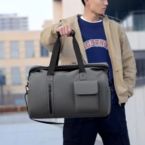 Men’s Large Capacity Polyester Sports Gym Bag Waterproof Zipper Letter Crossbody Design For Casual Travel Sports