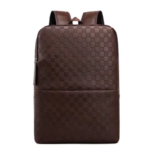 Men’s Large Capacity Portable PU Leather Laptop Backpack Customized Vintage Polyester Travel Bag with Zipper Closure Waterproof