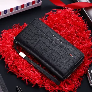 Men’s Large Capacity RFID Anti-theft Wallet, Simple Handbag, Zipper Closure, Multifunctional Card Holder
