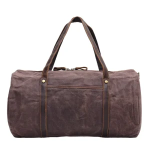 Men’s Large Capacity Retro Batik Canvas Leather Travel Tote Outdoor Duffle Bag Casual Gym Bag Crossbody Bag Weekender Travel Bag