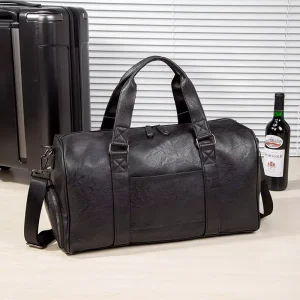Men’s Large Capacity Single Shoulder Crossbody Luggage Bag Black Travel Fitness Duffel Shoe Space Luxury Bag