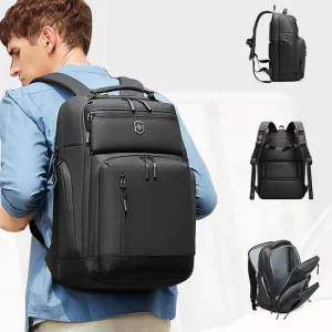 Men’s Large Capacity Travel Bag Waterproof School Bookbag Laptop Backpack Anti theft Feature Polyester Zipper